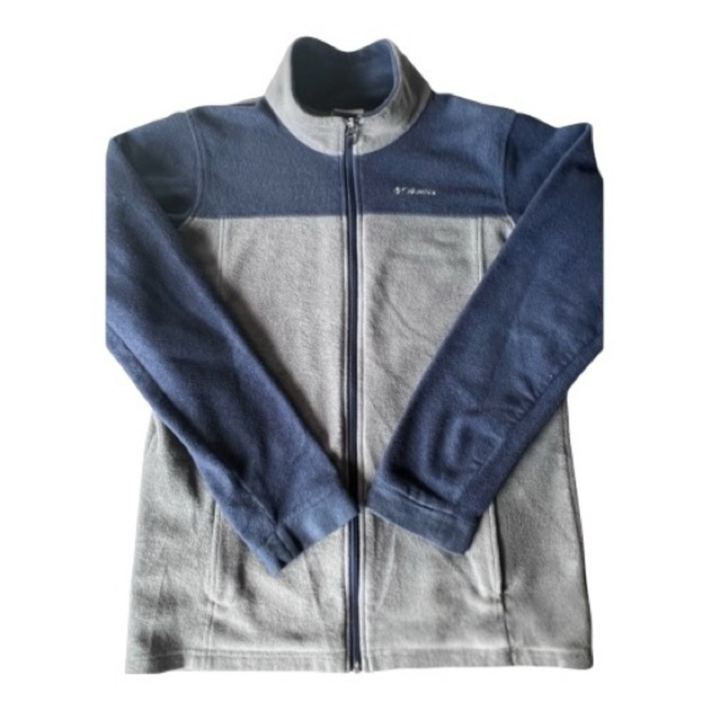Columbia Omni-Heat Navy Blue Gray Full Zip Fleece Jacket
